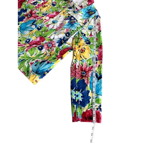 Vibrant Floral Print Womens Button-Up Jacket Size Large - Picture 8 of 11